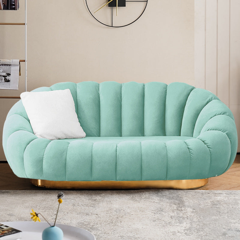 Modern Solid Color Curved Sofa with Sloped Arms for Bedroom Living Room Green Clearhalo 'furn' 'furn_sofas' 'Furniture' 'furniture_sofas' 'kitchen' 'kitchen_sofas' 'Living Room Furniture' 'Sofa' 'sofas' 4757957
