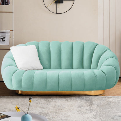 Modern Solid Color Curved Sofa with Sloped Arms for Bedroom Living Room Green Clearhalo 'furn' 'furn_sofas' 'Furniture' 'furniture_sofas' 'kitchen' 'kitchen_sofas' 'Living Room Furniture' 'Sofa' 'sofas' 4757957