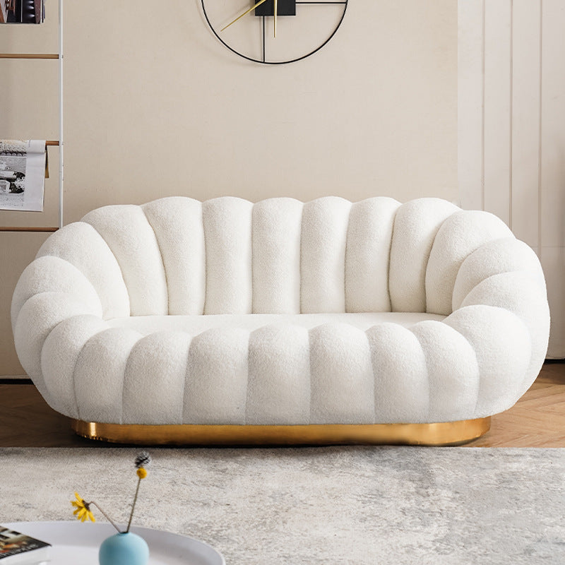 Modern Solid Color Curved Sofa with Sloped Arms for Bedroom Living Room 59.1"L x 39.4"W x 29.5"H White Clearhalo 'furn' 'furn_sofas' 'Furniture' 'furniture_sofas' 'kitchen' 'kitchen_sofas' 'Living Room Furniture' 'Sofa' 'sofas' 4757958