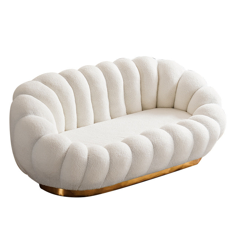 Modern Solid Color Curved Sofa with Sloped Arms for Bedroom Living Room Clearhalo 'furn' 'furn_sofas' 'Furniture' 'furniture_sofas' 'kitchen' 'kitchen_sofas' 'Living Room Furniture' 'Sofa' 'sofas' 4757960