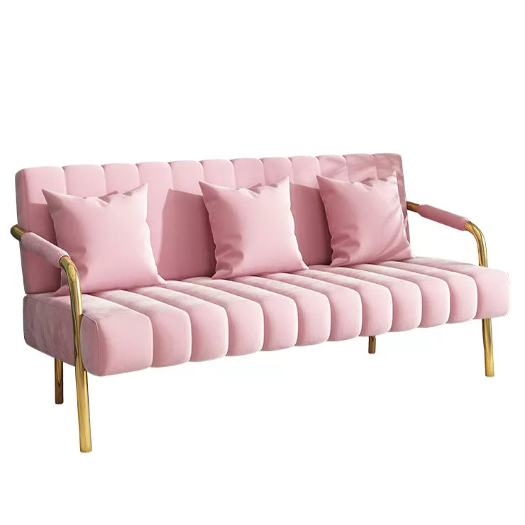 Contemporary Glam Velvet Sofa with Tuxedo Arm 58' Wide 72' High Clearhalo 'furn' 'furn_sofas' 'Furniture' 'furniture_sofas' 'kitchen' 'kitchen_sofas' 'Living Room Furniture' 'Sofa' 'sofas' 4757995