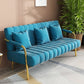 Contemporary Glam Velvet Sofa with Tuxedo Arm 58' Wide 72' High Sky Blue Clearhalo 'furn' 'furn_sofas' 'Furniture' 'furniture_sofas' 'kitchen' 'kitchen_sofas' 'Living Room Furniture' 'Sofa' 'sofas' 4758002