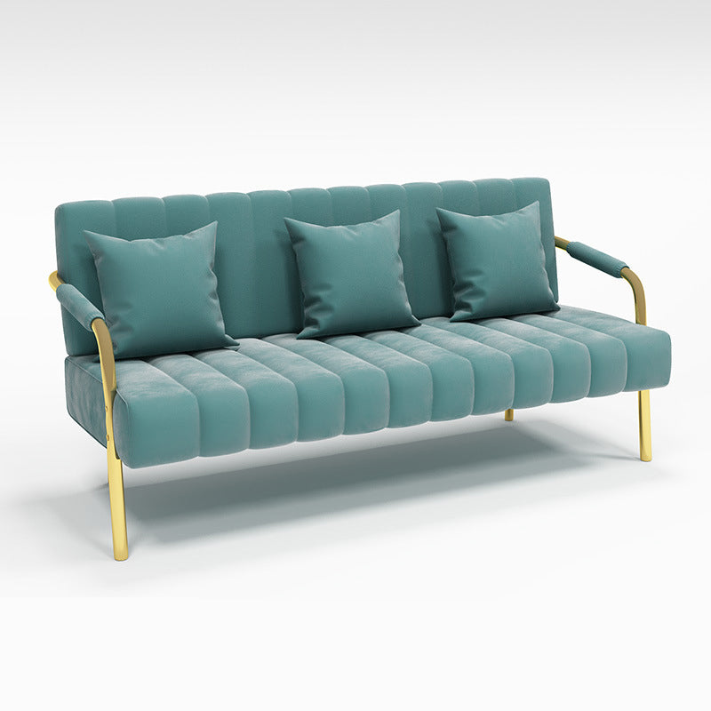 Contemporary Glam Gold Frame Sofa with Sewn Pillow Back for Bonus Room Clearhalo 'furn' 'furn_sofas' 'Furniture' 'furniture_sofas' 'kitchen' 'kitchen_sofas' 'Living Room Furniture' 'Sofa' 'sofas' 4758015