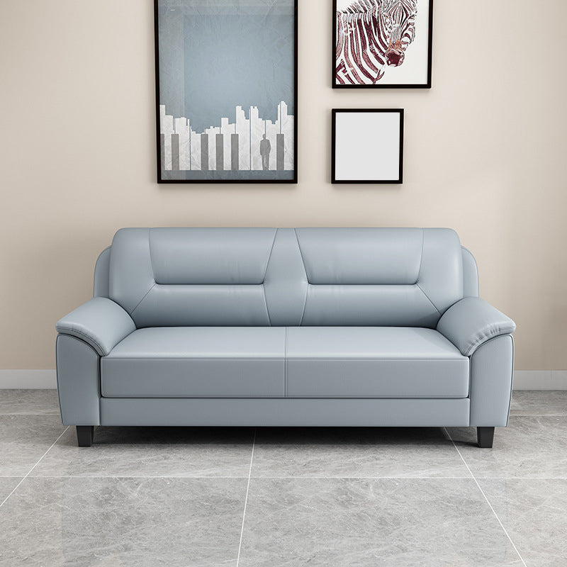 Pillow Top Arm Sofa 55.12"/70.87" W Faux Leather 3-Seat Loveseat Sky Blue Clearhalo 'furn' 'furn_sofas' 'Furniture' 'furniture_sofas' 'kitchen' 'kitchen_sofas' 'Living Room Furniture' 'Sofa' 'sofas' 4758038