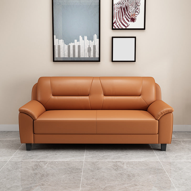 Pillow Top Arm Sofa 55.12"/70.87" W Faux Leather 3-Seat Loveseat Light Brown Clearhalo 'furn' 'furn_sofas' 'Furniture' 'furniture_sofas' 'kitchen' 'kitchen_sofas' 'Living Room Furniture' 'Sofa' 'sofas' 4758049