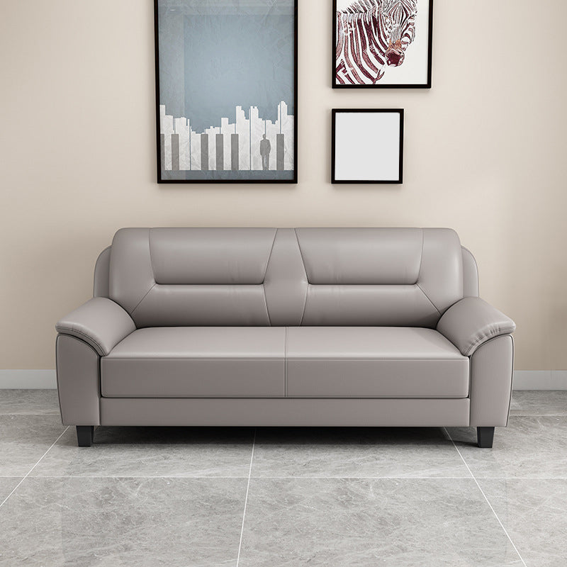 Pillow Top Arm Sofa 55.12"/70.87" W Faux Leather 3-Seat Loveseat Light Gray Clearhalo 'furn' 'furn_sofas' 'Furniture' 'furniture_sofas' 'kitchen' 'kitchen_sofas' 'Living Room Furniture' 'Sofa' 'sofas' 4758051