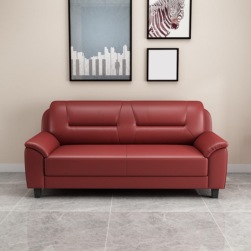 Pillow Top Arm Sofa 55.12"/70.87" W Faux Leather 3-Seat Loveseat Burgundy Clearhalo 'furn' 'furn_sofas' 'Furniture' 'furniture_sofas' 'kitchen' 'kitchen_sofas' 'Living Room Furniture' 'Sofa' 'sofas' 4758053