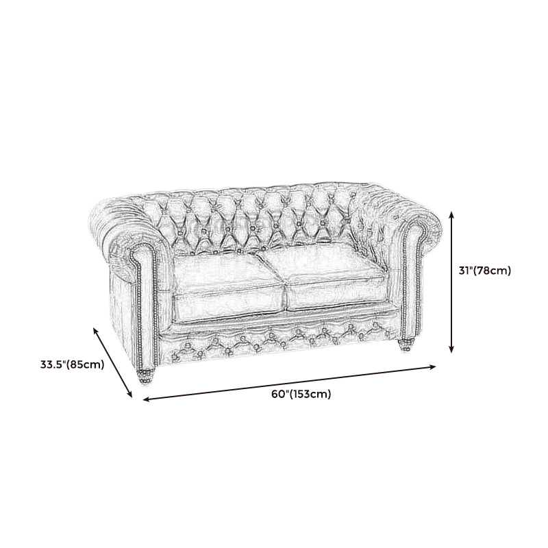 Tight Back Rolled Arm Loveseat Leather Stain Resistant Settee Sofa in Brown Clearhalo 'furn' 'furn_sofas' 'Furniture' 'furniture_sofas' 'kitchen' 'kitchen_sofas' 'Living Room Furniture' 'Sofa' 'sofas' 4758083