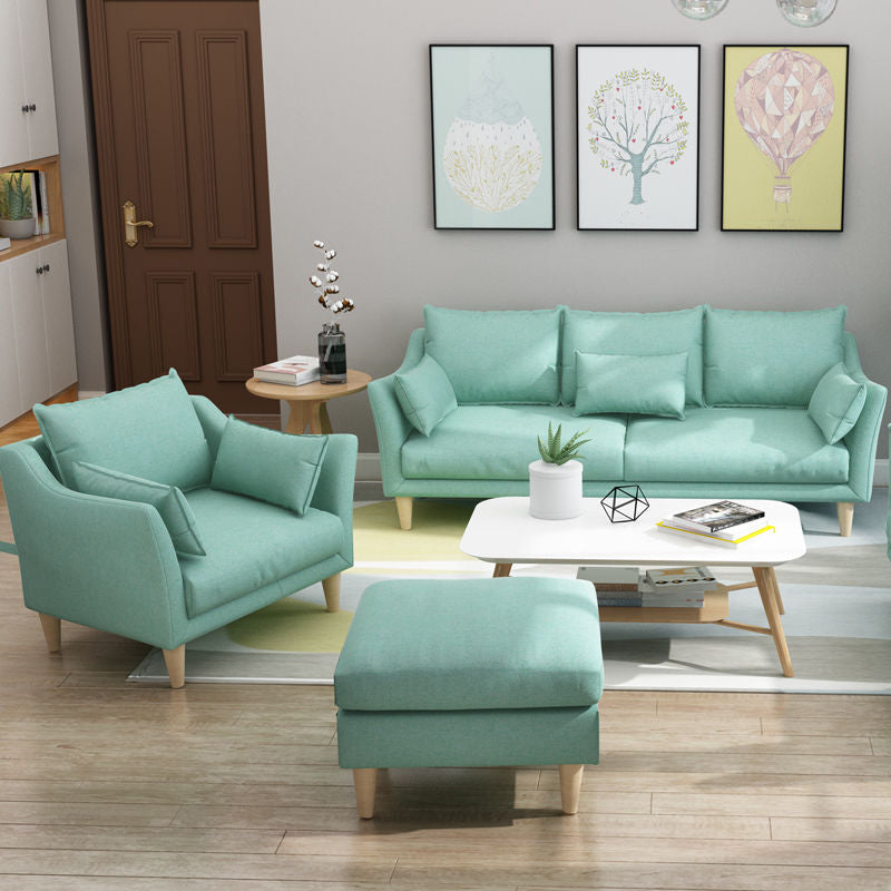 Modern Linen Sloped Arm Sofa with Bolster Pillows for Living Room Clearhalo 'furn' 'furn_sofas' 'Furniture' 'furniture_sofas' 'kitchen' 'kitchen_sofas' 'Living Room Furniture' 'Sofa' 'sofas' 4758087