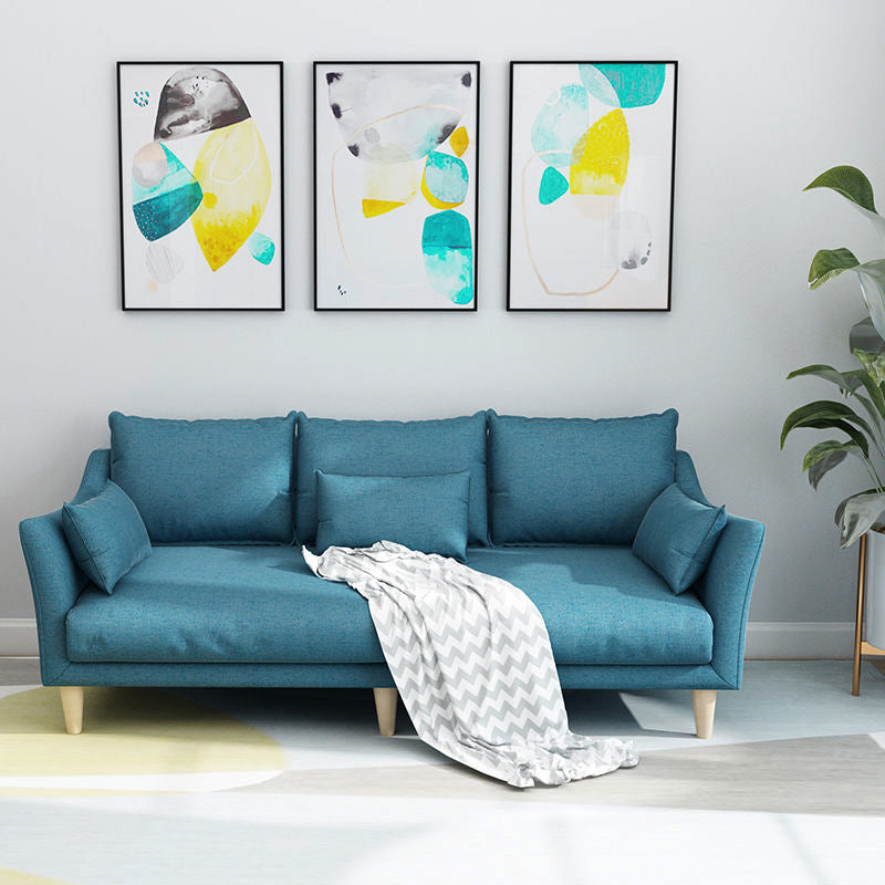 Modern Linen Sloped Arm Sofa with Bolster Pillows for Living Room Light Army Green Clearhalo 'furn' 'furn_sofas' 'Furniture' 'furniture_sofas' 'kitchen' 'kitchen_sofas' 'Living Room Furniture' 'Sofa' 'sofas' 4758100