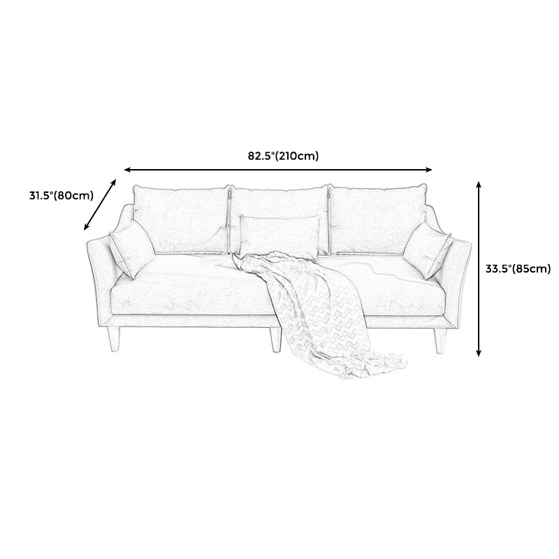Modern Linen Sloped Arm Sofa with Bolster Pillows for Living Room Clearhalo 'furn' 'furn_sofas' 'Furniture' 'furniture_sofas' 'kitchen' 'kitchen_sofas' 'Living Room Furniture' 'Sofa' 'sofas' 4758105