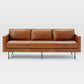 Brown Leather Settee Furniture Loose Back Square Arm Loveseat Clearhalo 'furn' 'furn_sofas' 'Furniture' 'furniture_sofas' 'kitchen' 'kitchen_sofas' 'Living Room Furniture' 'Sofa' 'sofas' 4758111