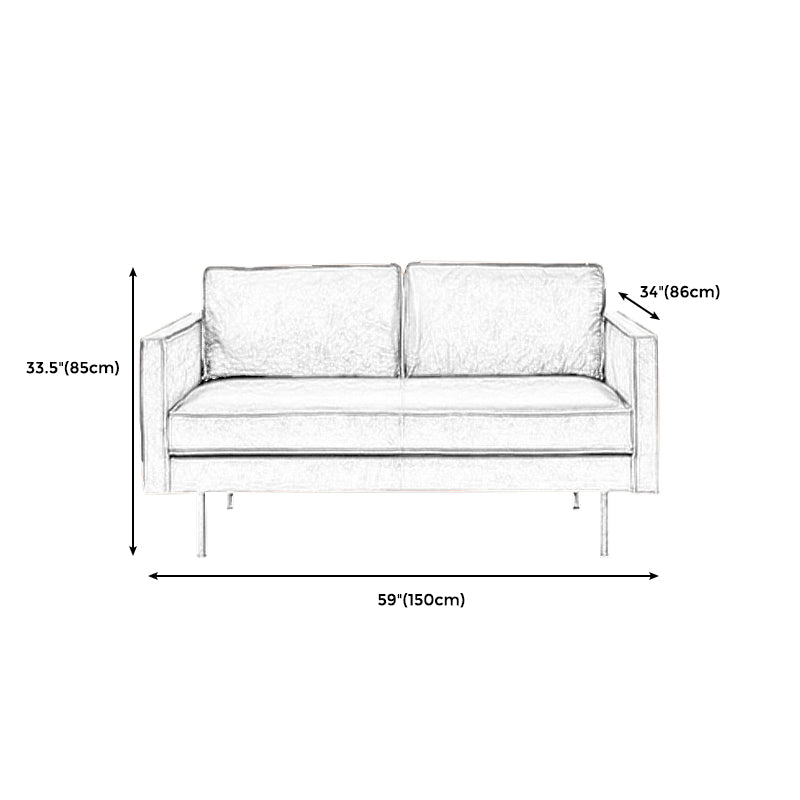 Brown Leather Settee Furniture Loose Back Square Arm Loveseat Clearhalo 'furn' 'furn_sofas' 'Furniture' 'furniture_sofas' 'kitchen' 'kitchen_sofas' 'Living Room Furniture' 'Sofa' 'sofas' 4758122