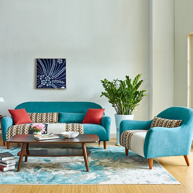 33.86" D x 31.89" H Curved Fabric 3-Seater Sofa Bohemia Style Sofa Clearhalo 'furn' 'furn_sofas' 'Furniture' 'furniture_sofas' 'kitchen' 'kitchen_sofas' 'Living Room Furniture' 'Sofa' 'sofas' 4758126