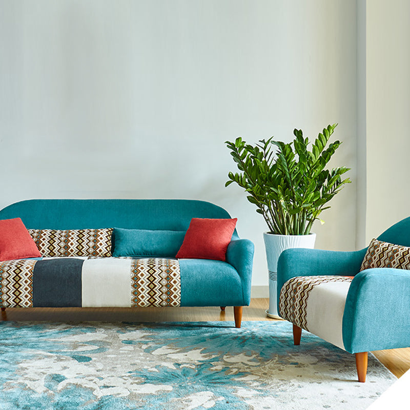 33.86" D x 31.89" H Curved Fabric 3-Seater Sofa Bohemia Style Sofa Clearhalo 'furn' 'furn_sofas' 'Furniture' 'furniture_sofas' 'kitchen' 'kitchen_sofas' 'Living Room Furniture' 'Sofa' 'sofas' 4758128