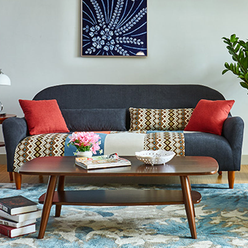 33.86" D x 31.89" H Curved Fabric 3-Seater Sofa Bohemia Style Sofa 76"L x 33"W x 31"H Grey Clearhalo 'furn' 'furn_sofas' 'Furniture' 'furniture_sofas' 'kitchen' 'kitchen_sofas' 'Living Room Furniture' 'Sofa' 'sofas' 4758137