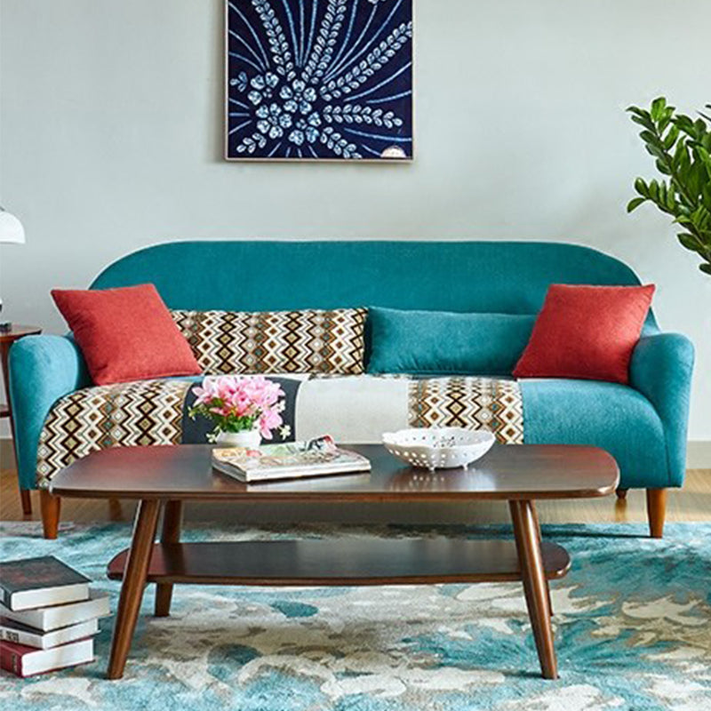 33.86" D x 31.89" H Curved Fabric 3-Seater Sofa Bohemia Style Sofa 76"L x 33"W x 31"H Lake Blue Clearhalo 'furn' 'furn_sofas' 'Furniture' 'furniture_sofas' 'kitchen' 'kitchen_sofas' 'Living Room Furniture' 'Sofa' 'sofas' 4758141