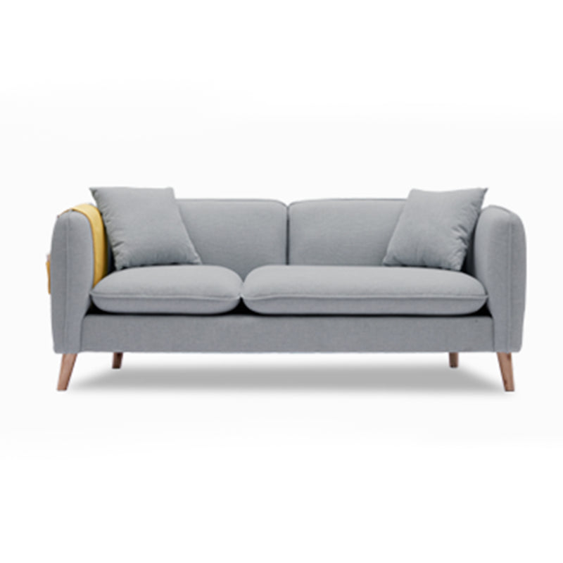 Linen Modern Sofa Square Arm 30"W Cushions Sofa for Living Room 85"L x 30"W x 26"H Light Gray Clearhalo 'furn' 'furn_sofas' 'Furniture' 'furniture_sofas' 'kitchen' 'kitchen_sofas' 'Living Room Furniture' 'Sofa' 'sofas' 4758151