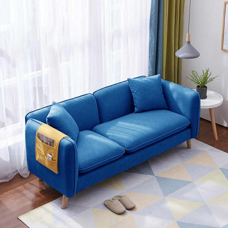 Linen Modern Sofa Square Arm 30"W Cushions Sofa for Living Room Blue Clearhalo 'furn' 'furn_sofas' 'Furniture' 'furniture_sofas' 'kitchen' 'kitchen_sofas' 'Living Room Furniture' 'Sofa' 'sofas' 4758159