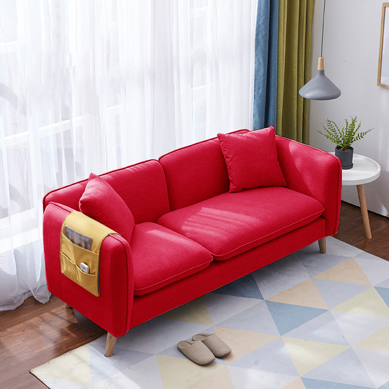 Linen Modern Sofa Square Arm 30"W Cushions Sofa for Living Room Red Clearhalo 'furn' 'furn_sofas' 'Furniture' 'furniture_sofas' 'kitchen' 'kitchen_sofas' 'Living Room Furniture' 'Sofa' 'sofas' 4758163