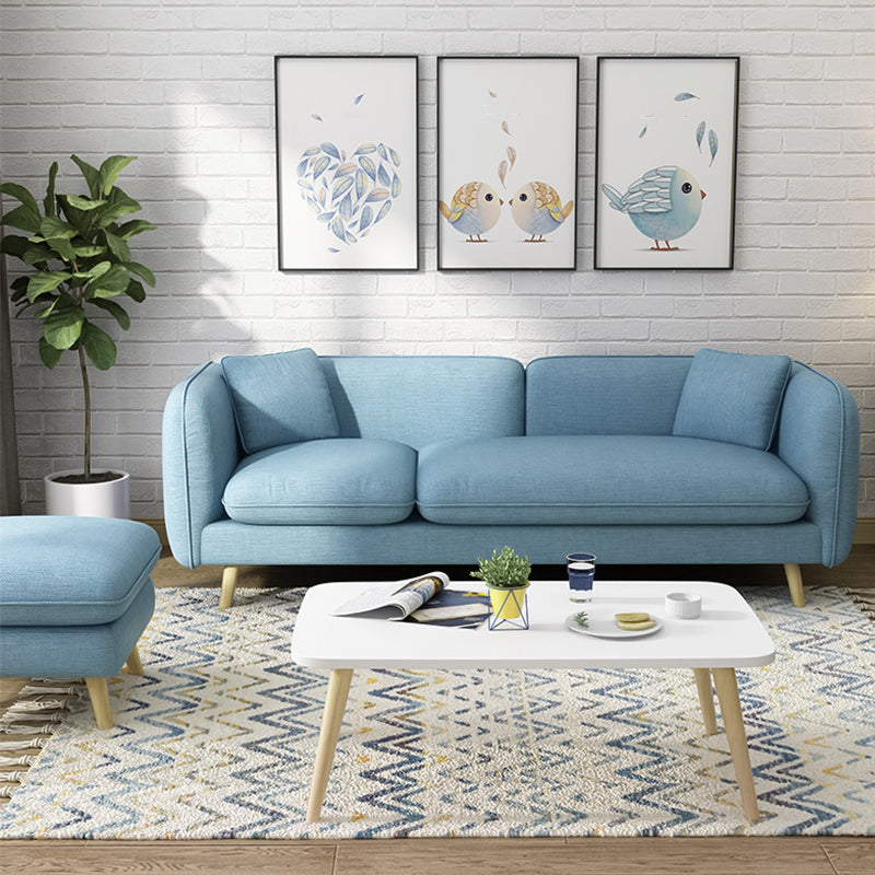 Modern Linen Tuxedo Arm Standard Sofa with Bolster Pillows for Living Room 70.9"L x 30"W x 28"H Light Blue Clearhalo 'furn' 'furn_sofas' 'Furniture' 'furniture_sofas' 'kitchen' 'kitchen_sofas' 'Living Room Furniture' 'Sofa' 'sofas' 4758181