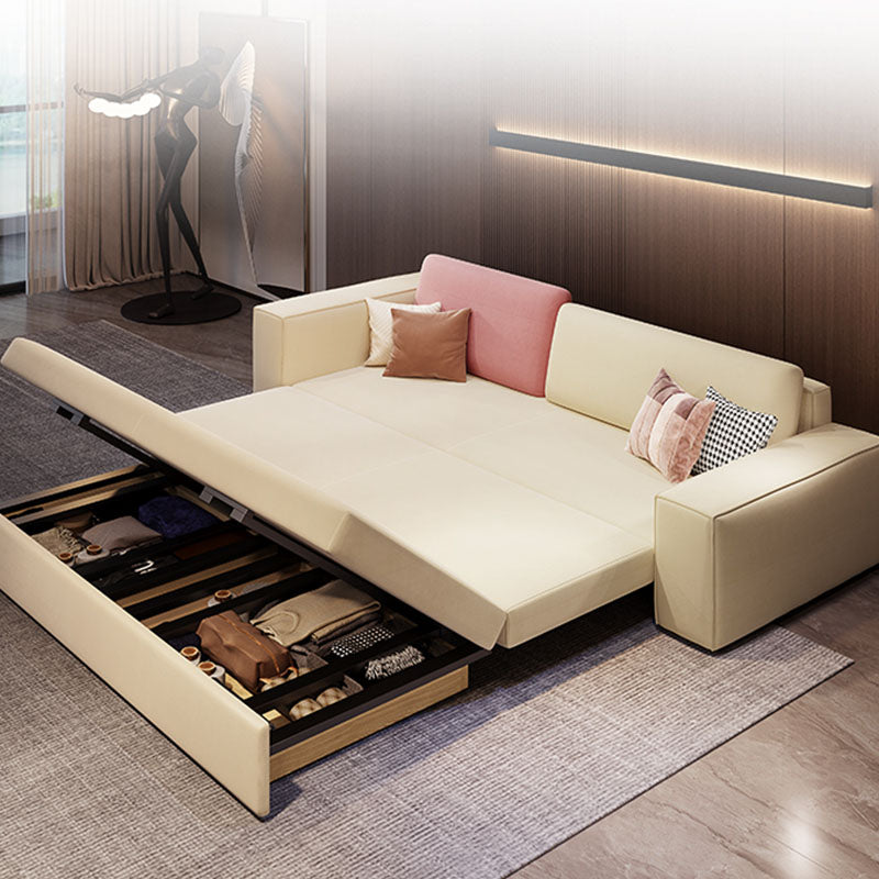 Convertible Sofa Bed Square Arm Standard Settee Furniture with Storage 87"L x 31.5"W x 24"H Storage Included Clearhalo 'furn' 'furn_sofas' 'Furniture' 'furniture_sofas' 'kitchen' 'kitchen_sofas' 'Living Room Furniture' 'Sofa' 'sofas' 4758261