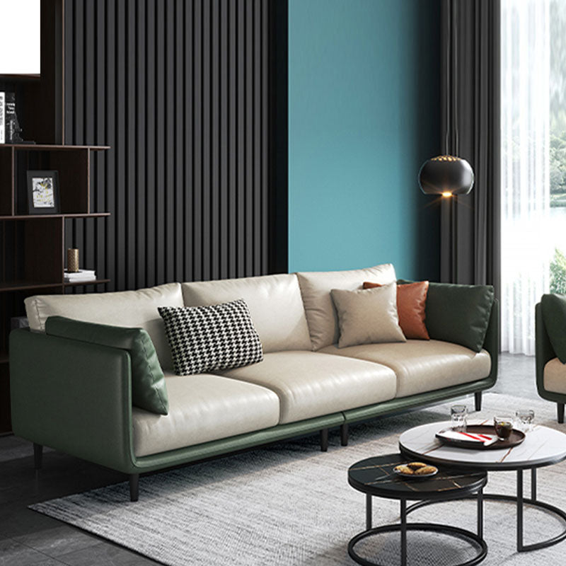 Modern Style Square Armrest Sponge Seat Filled with Wood Orange/grey/white/blue Sofa Green-White Clearhalo 'furn' 'furn_sofas' 'Furniture' 'furniture_sofas' 'kitchen' 'kitchen_sofas' 'Living Room Furniture' 'Sofa' 'sofas' 4758277