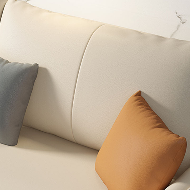 White Sofa Bed Faux Leather Square Arm Standard Bed Settee with Storage Clearhalo 'furn' 'furn_sofas' 'Furniture' 'furniture_sofas' 'kitchen' 'kitchen_sofas' 'Living Room Furniture' 'Sofa' 'sofas' 4758300