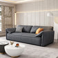 Rectangular Sofa with Pillow Back, Sponge Seat, Padded Pine Chair Legs Gray Frosted Cloth 83"L x 32"W x 43"H Clearhalo 'furn' 'furn_sofas' 'Furniture' 'furniture_sofas' 'kitchen' 'kitchen_sofas' 'Living Room Furniture' 'Sofa' 'sofas' 4758310