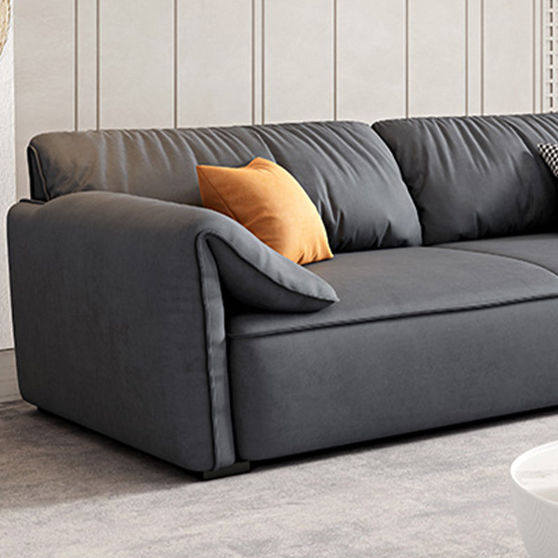 Rectangular Sofa with Pillow Back, Sponge Seat, Padded Pine Chair Legs Gray Frosted Cloth Clearhalo 'furn' 'furn_sofas' 'Furniture' 'furniture_sofas' 'kitchen' 'kitchen_sofas' 'Living Room Furniture' 'Sofa' 'sofas' 4758314