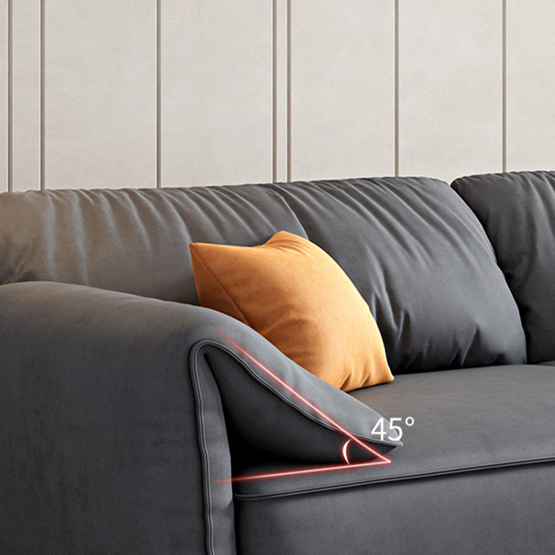 Rectangular Sofa with Pillow Back, Sponge Seat, Padded Pine Chair Legs Gray Frosted Cloth Clearhalo 'furn' 'furn_sofas' 'Furniture' 'furniture_sofas' 'kitchen' 'kitchen_sofas' 'Living Room Furniture' 'Sofa' 'sofas' 4758316