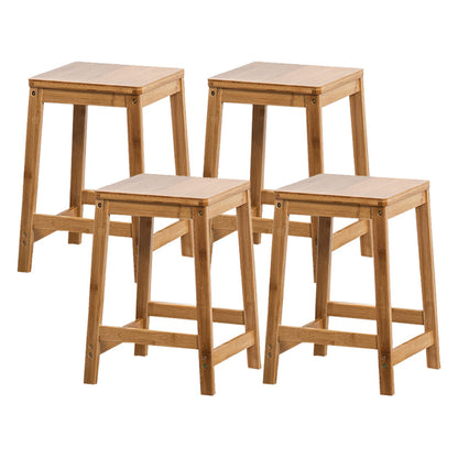 Modern Style Backless Bar-stool Square Counter Bar Stool with Wooden Legs Wood 4 Piece Set Short Stool(18"H) Clearhalo 'Bar Furniture' 'Bar Stools' 'bar_stools' 'furn' 'furn_bar_stools' 'Furniture' 'furniture_bar_stools' 'Kitchen & Dining Furniture' 4758346