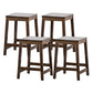 Modern Style Backless Bar-stool Square Counter Bar Stool with Wooden Legs Walnut 4 Piece Set Short Stool(18"H) Clearhalo 'Bar Furniture' 'Bar Stools' 'bar_stools' 'furn' 'furn_bar_stools' 'Furniture' 'furniture_bar_stools' 'Kitchen & Dining Furniture' 4758347