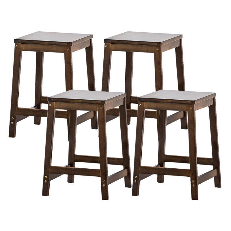 Modern Style Backless Bar-stool Square Counter Bar Stool with Wooden Legs Walnut 4 Piece Set Short Stool(18"H) Clearhalo 'Bar Furniture' 'Bar Stools' 'bar_stools' 'furn' 'furn_bar_stools' 'Furniture' 'furniture_bar_stools' 'Kitchen & Dining Furniture' 4758347