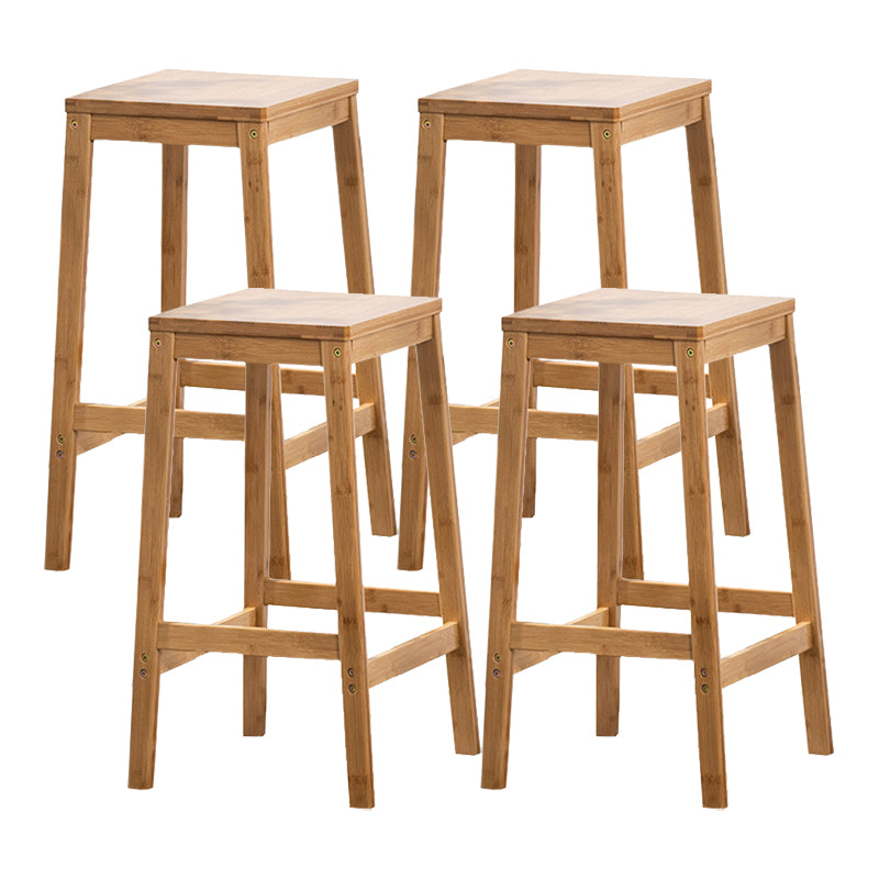 Modern Style Backless Bar-stool Square Counter Bar Stool with Wooden Legs Wood 4 Piece Set Counter Stool (24"H) Clearhalo 'Bar Furniture' 'Bar Stools' 'bar_stools' 'furn' 'furn_bar_stools' 'Furniture' 'furniture_bar_stools' 'Kitchen & Dining Furniture' 4758349