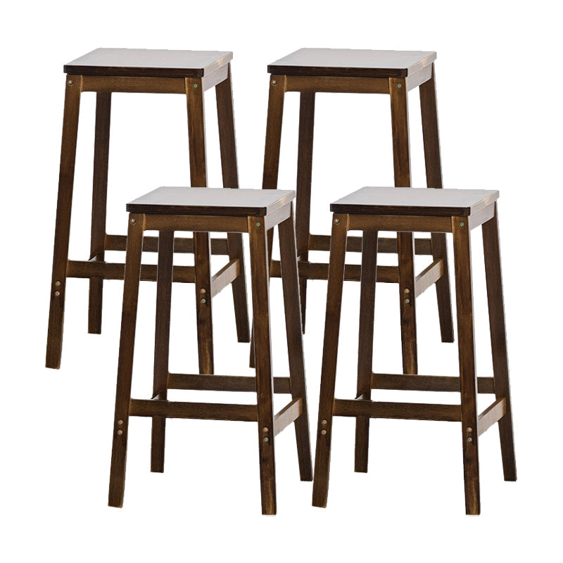 Modern Style Backless Bar-stool Square Counter Bar Stool with Wooden Legs Walnut 4 Piece Set Counter Stool (24"H) Clearhalo 'Bar Furniture' 'Bar Stools' 'bar_stools' 'furn' 'furn_bar_stools' 'Furniture' 'furniture_bar_stools' 'Kitchen & Dining Furniture' 4758351