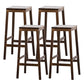 Modern Style Backless Bar-stool Square Counter Bar Stool with Wooden Legs Walnut 4 Piece Set Bar Stool (28" H) Clearhalo 'Bar Furniture' 'Bar Stools' 'bar_stools' 'furn' 'furn_bar_stools' 'Furniture' 'furniture_bar_stools' 'Kitchen & Dining Furniture' 4758355