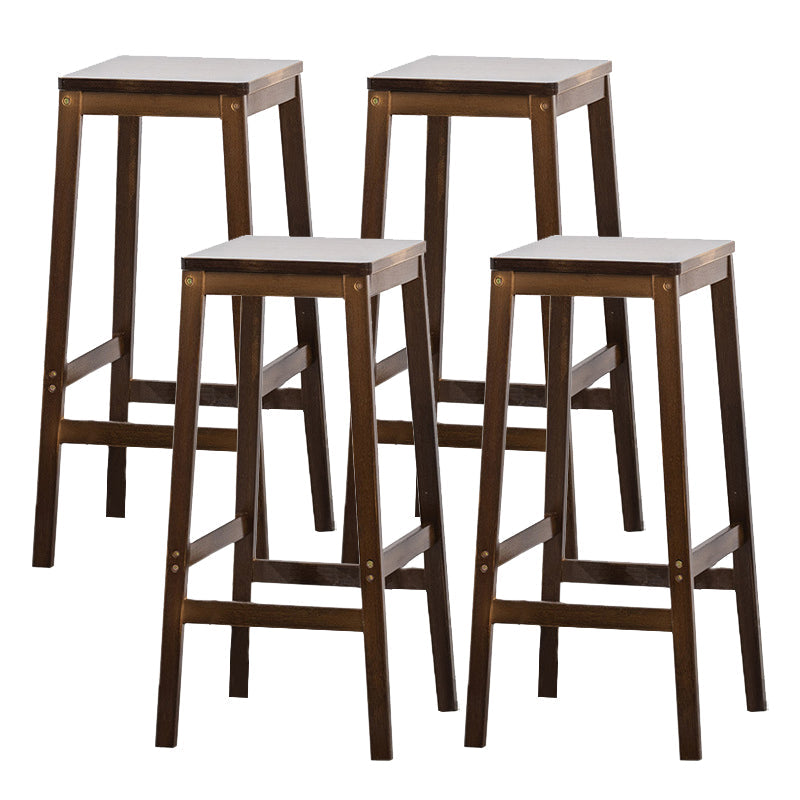 Modern Style Backless Bar-stool Square Counter Bar Stool with Wooden Legs Walnut 4 Piece Set Bar Stool (28" H) Clearhalo 'Bar Furniture' 'Bar Stools' 'bar_stools' 'furn' 'furn_bar_stools' 'Furniture' 'furniture_bar_stools' 'Kitchen & Dining Furniture' 4758355