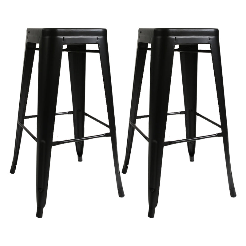 Industrial Square Bar and Counter Stool Metal Stool with 4 Legs Black 2 Piece Set Clearhalo 'Bar Furniture' 'Bar Stools' 'bar_stools' 'furn' 'furn_bar_stools' 'Furniture' 'furniture_bar_stools' 'Kitchen & Dining Furniture' 4758485