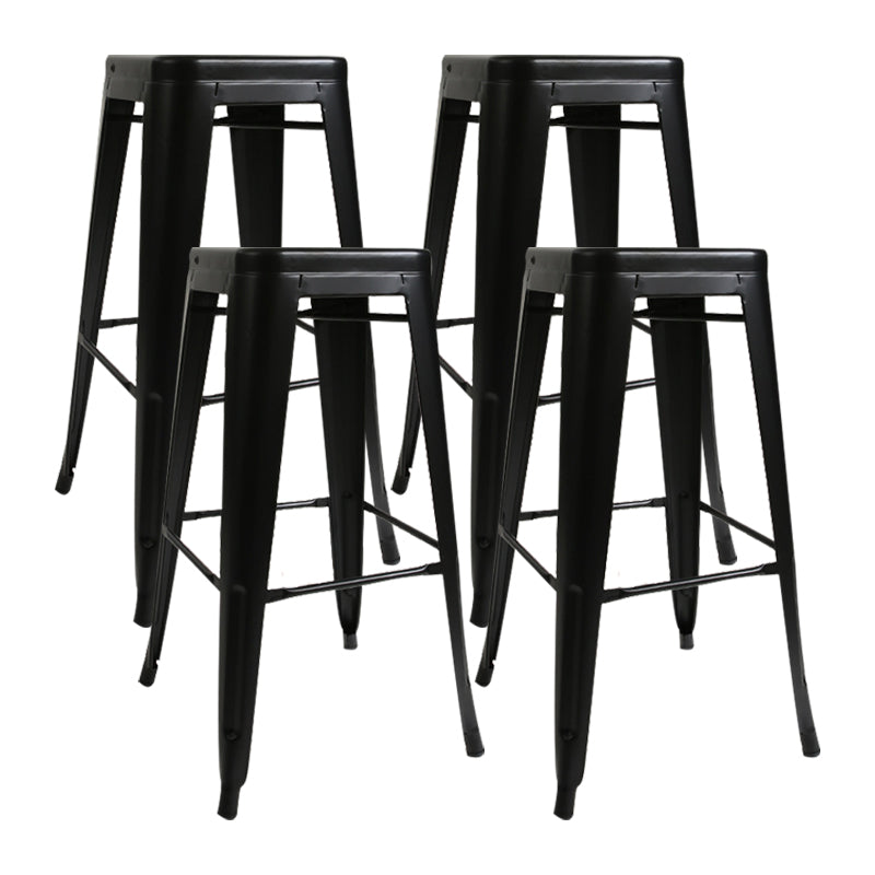 Industrial Square Bar and Counter Stool Metal Stool with 4 Legs Black 4 Piece Set Clearhalo 'Bar Furniture' 'Bar Stools' 'bar_stools' 'furn' 'furn_bar_stools' 'Furniture' 'furniture_bar_stools' 'Kitchen & Dining Furniture' 4758487