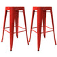 Industrial Square Bar and Counter Stool Metal Stool with 4 Legs Red 2 Piece Set Clearhalo 'Bar Furniture' 'Bar Stools' 'bar_stools' 'furn' 'furn_bar_stools' 'Furniture' 'furniture_bar_stools' 'Kitchen & Dining Furniture' 4758492