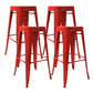 Industrial Square Bar and Counter Stool Metal Stool with 4 Legs Red 4 Piece Set Clearhalo 'Bar Furniture' 'Bar Stools' 'bar_stools' 'furn' 'furn_bar_stools' 'Furniture' 'furniture_bar_stools' 'Kitchen & Dining Furniture' 4758494