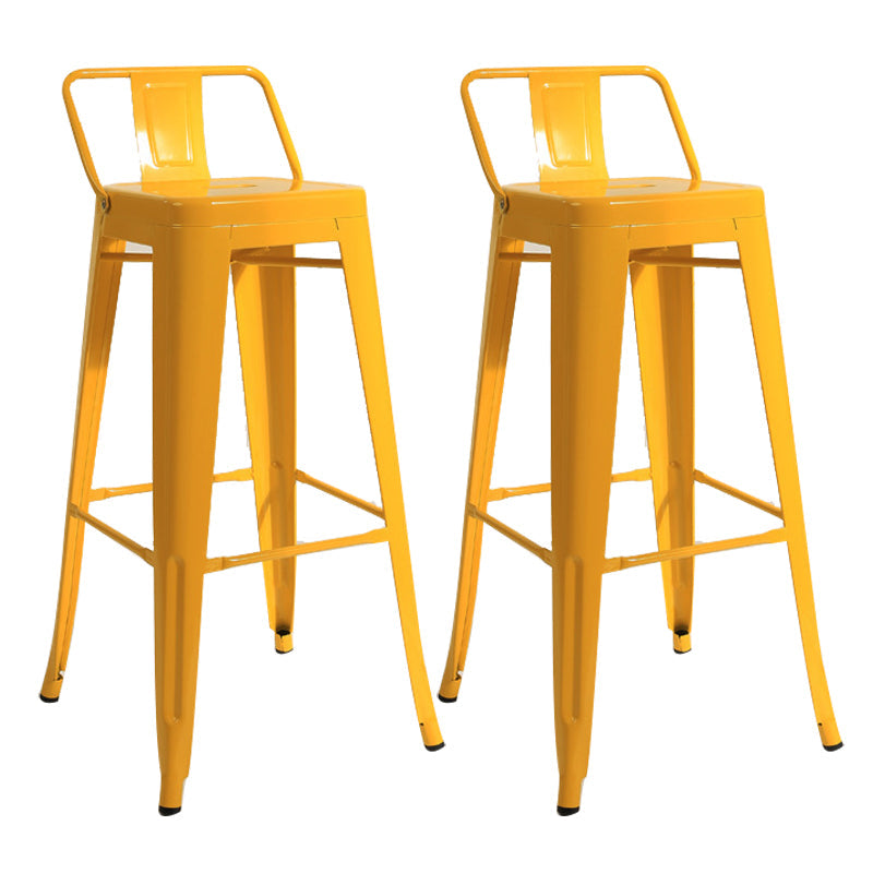 Industrial Square Bar and Counter Stool Metal Stool with 4 Legs Yellow 2 Piece Set Clearhalo 'Bar Furniture' 'Bar Stools' 'bar_stools' 'furn' 'furn_bar_stools' 'Furniture' 'furniture_bar_stools' 'Kitchen & Dining Furniture' 4758497