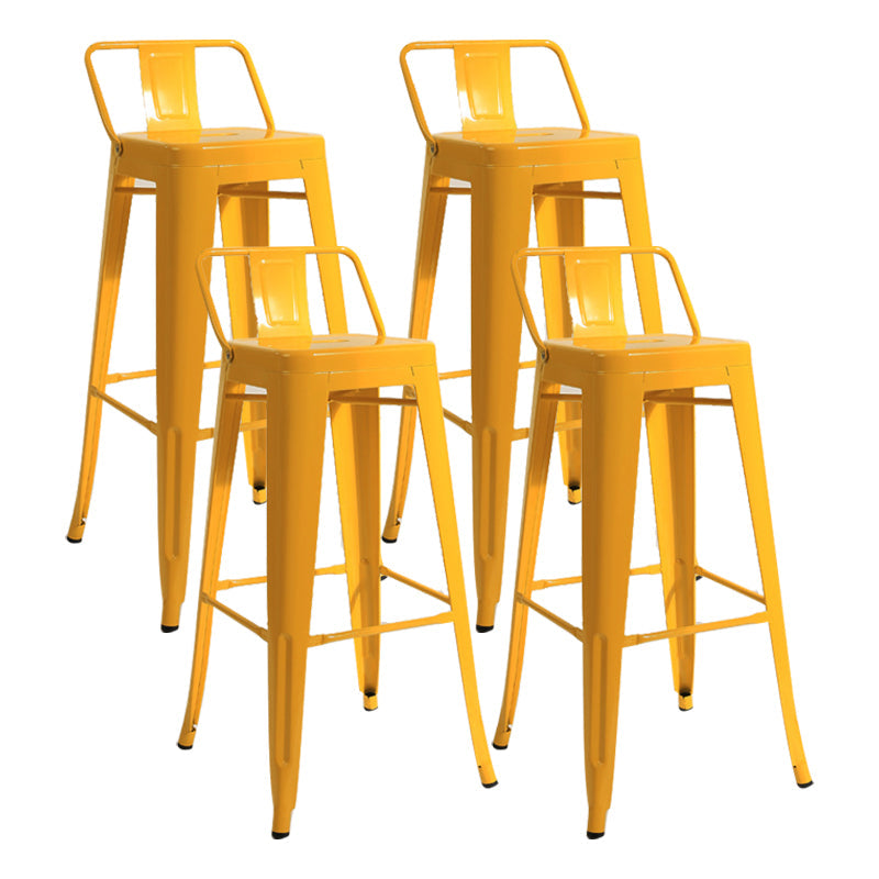 Industrial Square Bar and Counter Stool Metal Stool with 4 Legs Yellow 4 Piece Set Clearhalo 'Bar Furniture' 'Bar Stools' 'bar_stools' 'furn' 'furn_bar_stools' 'Furniture' 'furniture_bar_stools' 'Kitchen & Dining Furniture' 4758499