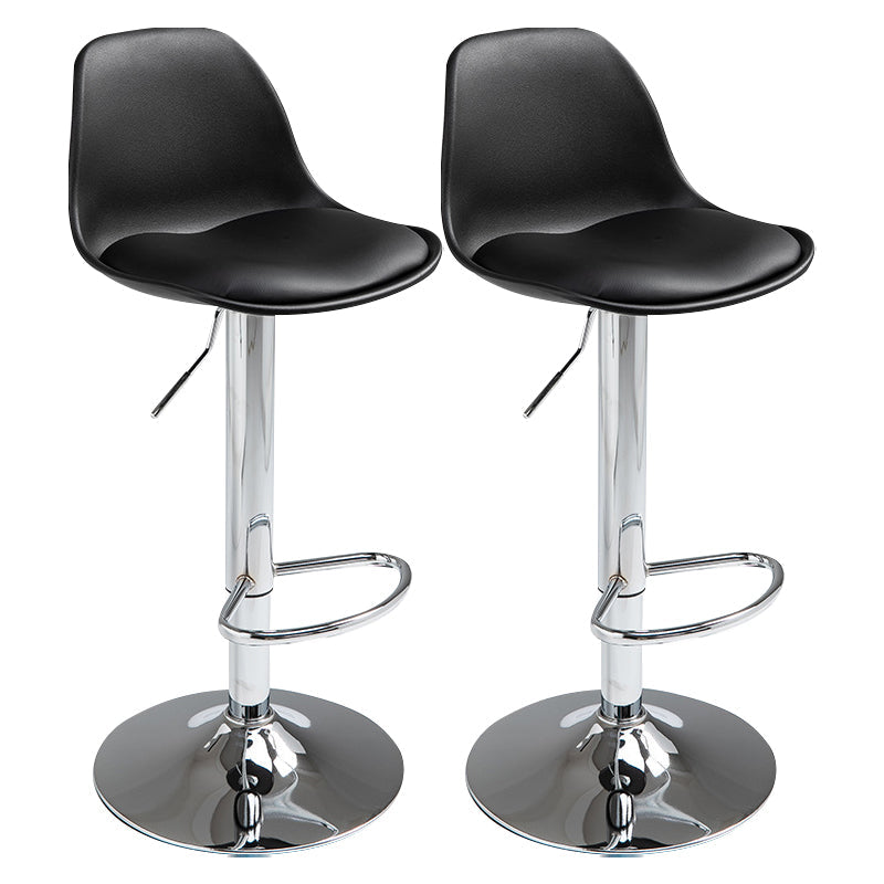 Contemporary Metal Dining Kitchen Room Armless Stool Adjustable Height Barstool Black Silver 2 Piece Set Clearhalo 'Bar Furniture' 'Bar Stools' 'bar_stools' 'furn' 'furn_bar_stools' 'Furniture' 'furniture_bar_stools' 'Kitchen & Dining Furniture' 4758508