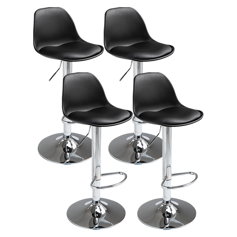 Contemporary Metal Dining Kitchen Room Armless Stool Adjustable Height Barstool Black Silver 4 Piece Set Clearhalo 'Bar Furniture' 'Bar Stools' 'bar_stools' 'furn' 'furn_bar_stools' 'Furniture' 'furniture_bar_stools' 'Kitchen & Dining Furniture' 4758509