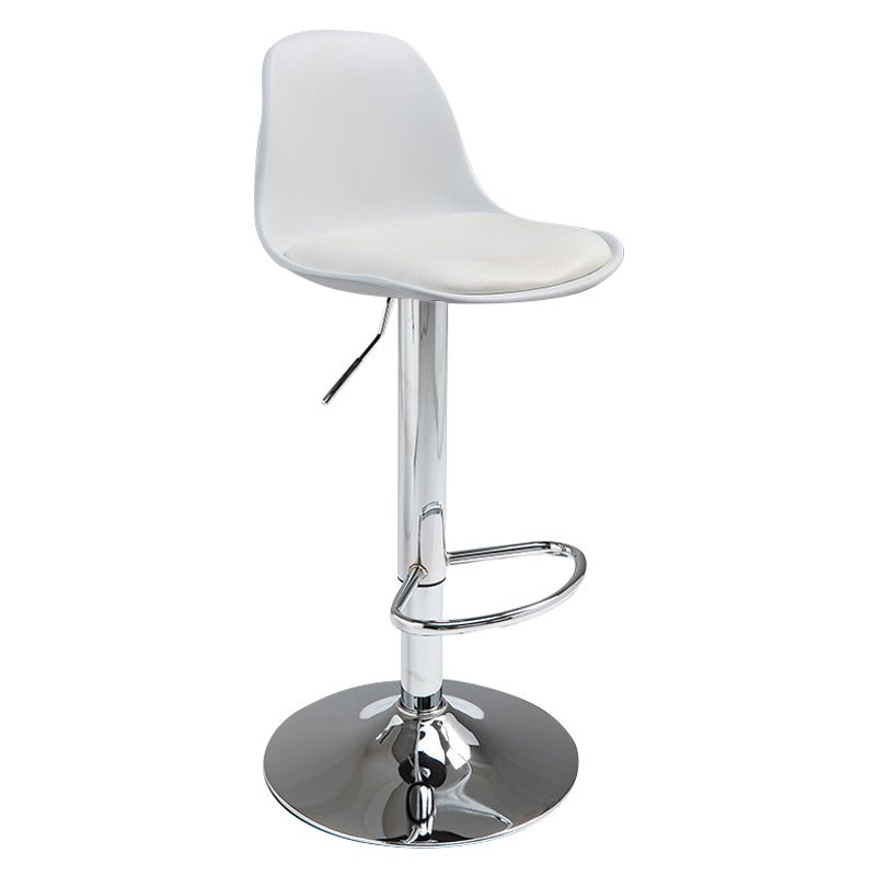 Contemporary Metal Dining Kitchen Room Armless Stool Adjustable Height Barstool White Silver 1 Piece Clearhalo 'Bar Furniture' 'Bar Stools' 'bar_stools' 'furn' 'furn_bar_stools' 'Furniture' 'furniture_bar_stools' 'Kitchen & Dining Furniture' 4758511