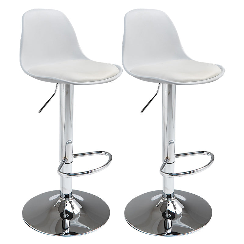 Contemporary Metal Dining Kitchen Room Armless Stool Adjustable Height Barstool White Silver 2 Piece Set Clearhalo 'Bar Furniture' 'Bar Stools' 'bar_stools' 'furn' 'furn_bar_stools' 'Furniture' 'furniture_bar_stools' 'Kitchen & Dining Furniture' 4758513