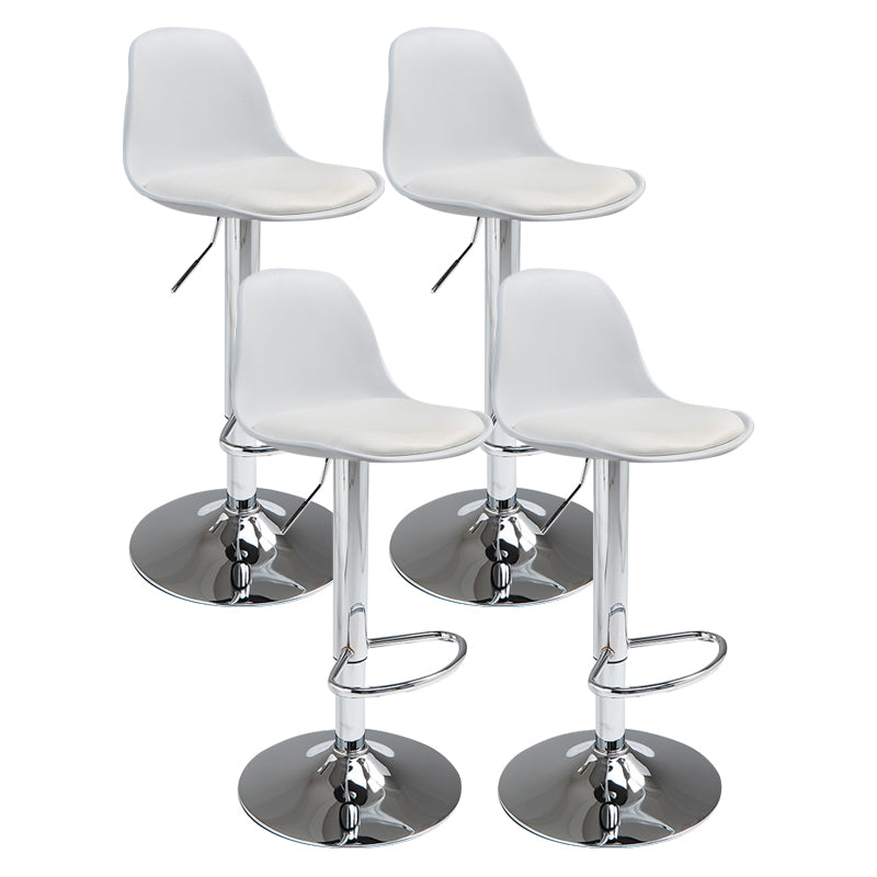 Contemporary Metal Dining Kitchen Room Armless Stool Adjustable Height Barstool White Silver 4 Piece Set Clearhalo 'Bar Furniture' 'Bar Stools' 'bar_stools' 'furn' 'furn_bar_stools' 'Furniture' 'furniture_bar_stools' 'Kitchen & Dining Furniture' 4758516