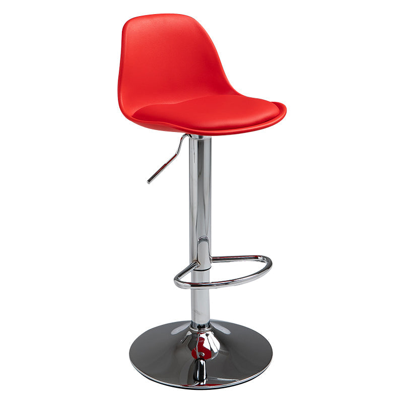 Contemporary Metal Dining Kitchen Room Armless Stool Adjustable Height Barstool Red Silver 1 Piece Clearhalo 'Bar Furniture' 'Bar Stools' 'bar_stools' 'furn' 'furn_bar_stools' 'Furniture' 'furniture_bar_stools' 'Kitchen & Dining Furniture' 4758518